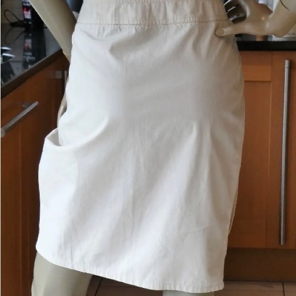 ARMANI JEANS* Ladies COTTON WRAP SKIRT Pleat Front Light Beige UK10 EC rrp£190 - Picture 3 of 6